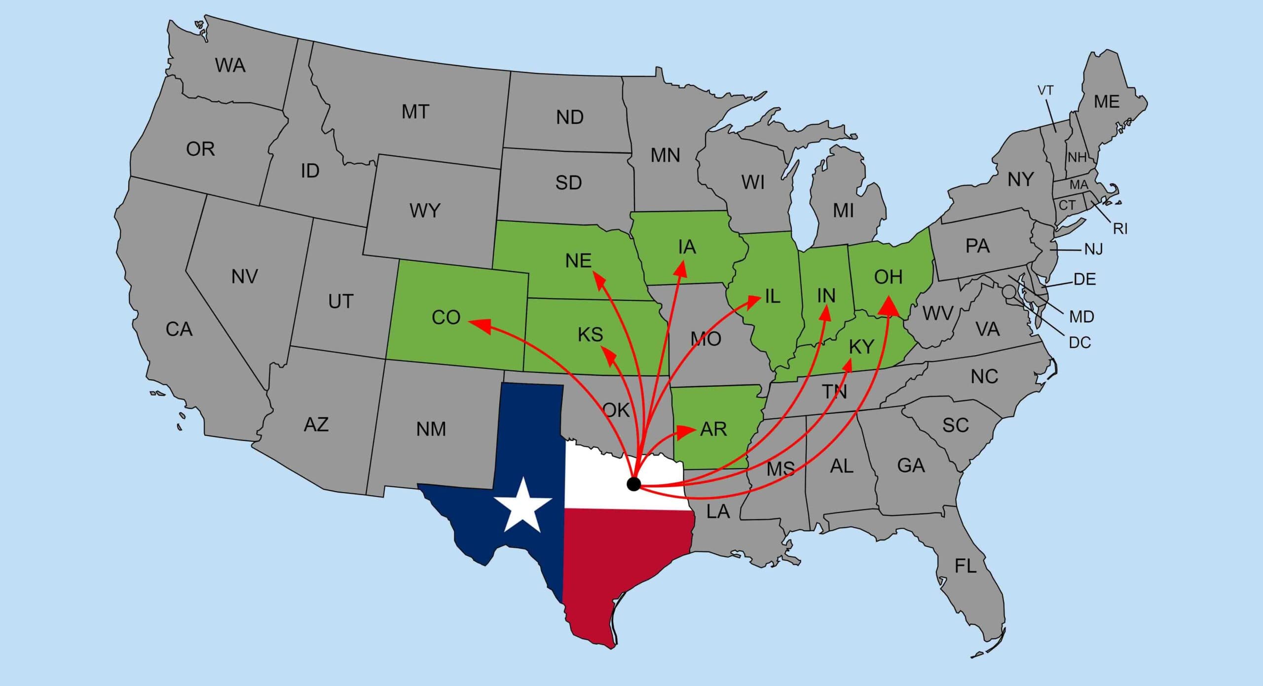 Raider Express Logistics coverage map of the United States